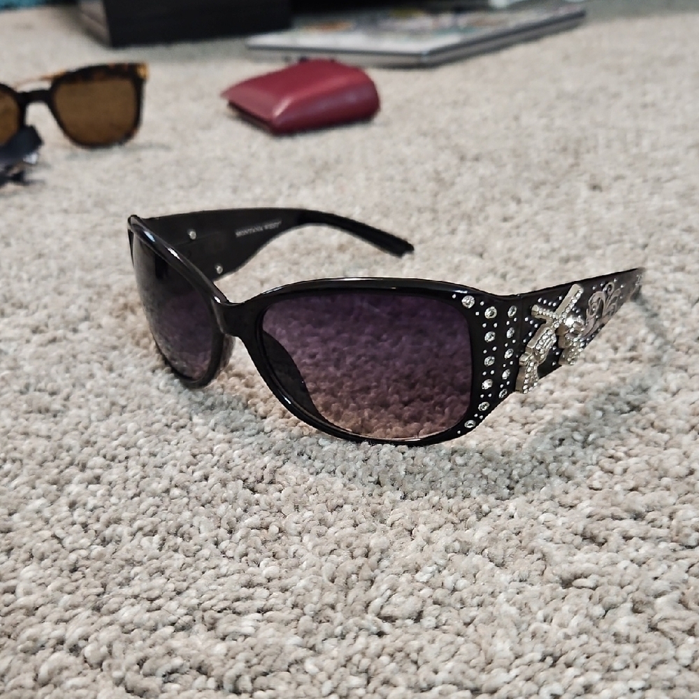 Montana West Embellished Black Sunglasses (Not sold yet)